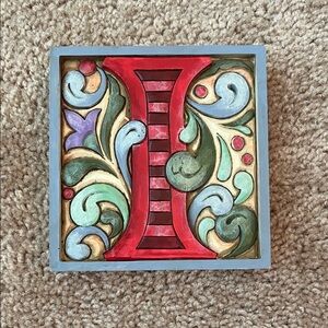 Jim Shore Heartwood Creek Letter “I” Monogram Plaque